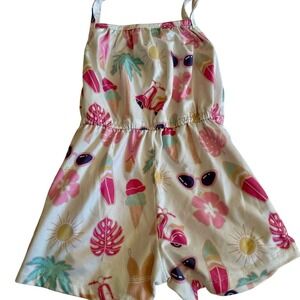 Mila Rose Kids Girls 2T White Tropical Summer Vacation Print Romper Outfit